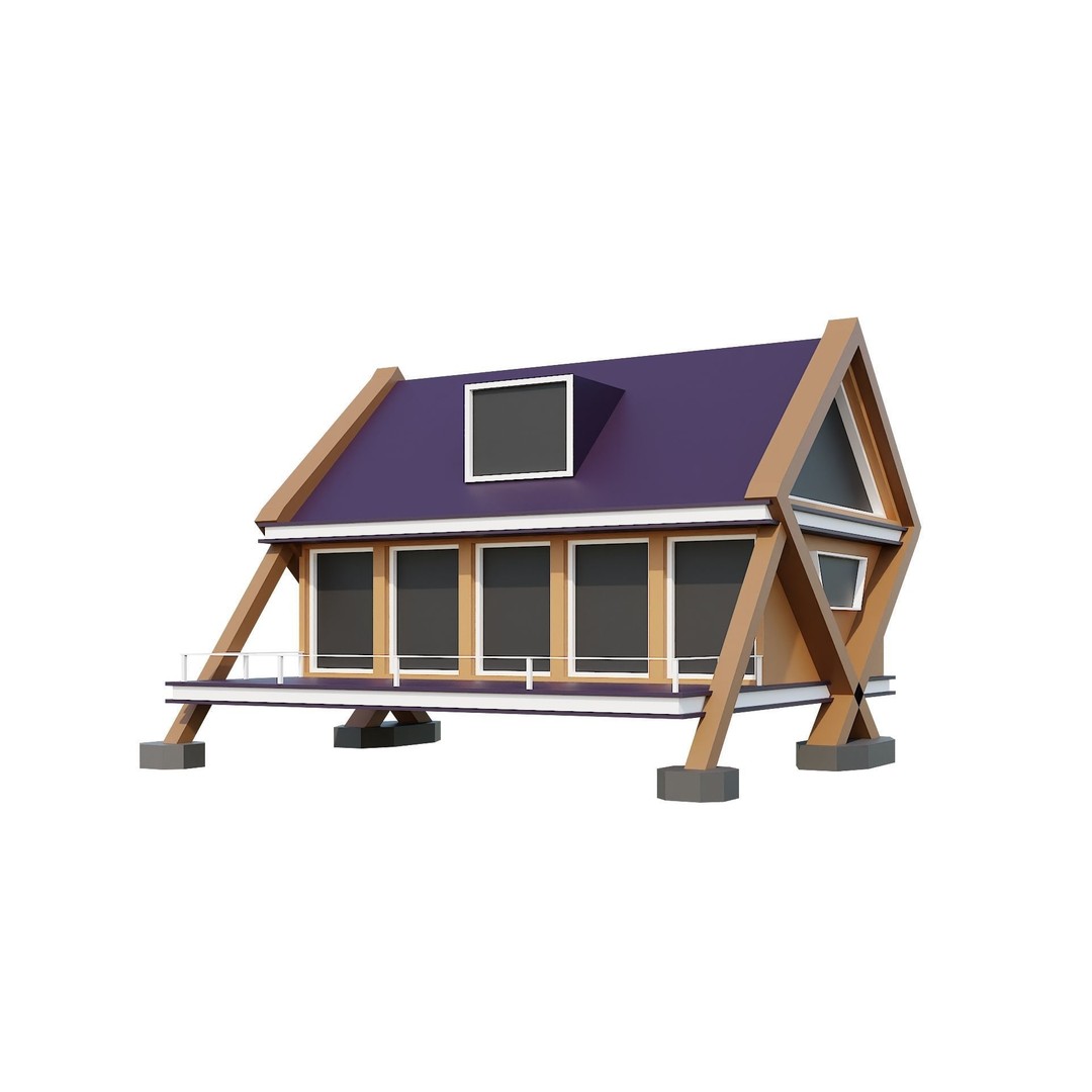 Modern House 3D Model – Low Poly Building Pack, Game Ready FBX - View 32