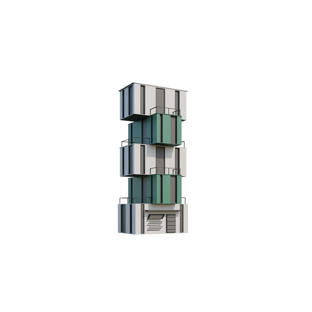 Modern House 3D Model – Low Poly Building Pack, Game Ready FBX - View 39