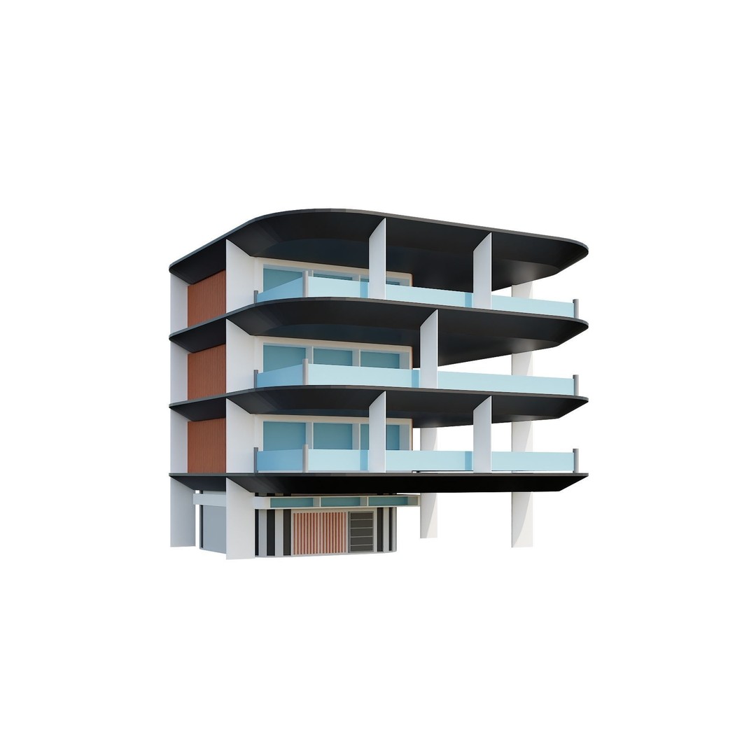 Modern House 3D Model – Low Poly Building Pack, Game Ready FBX - View 44