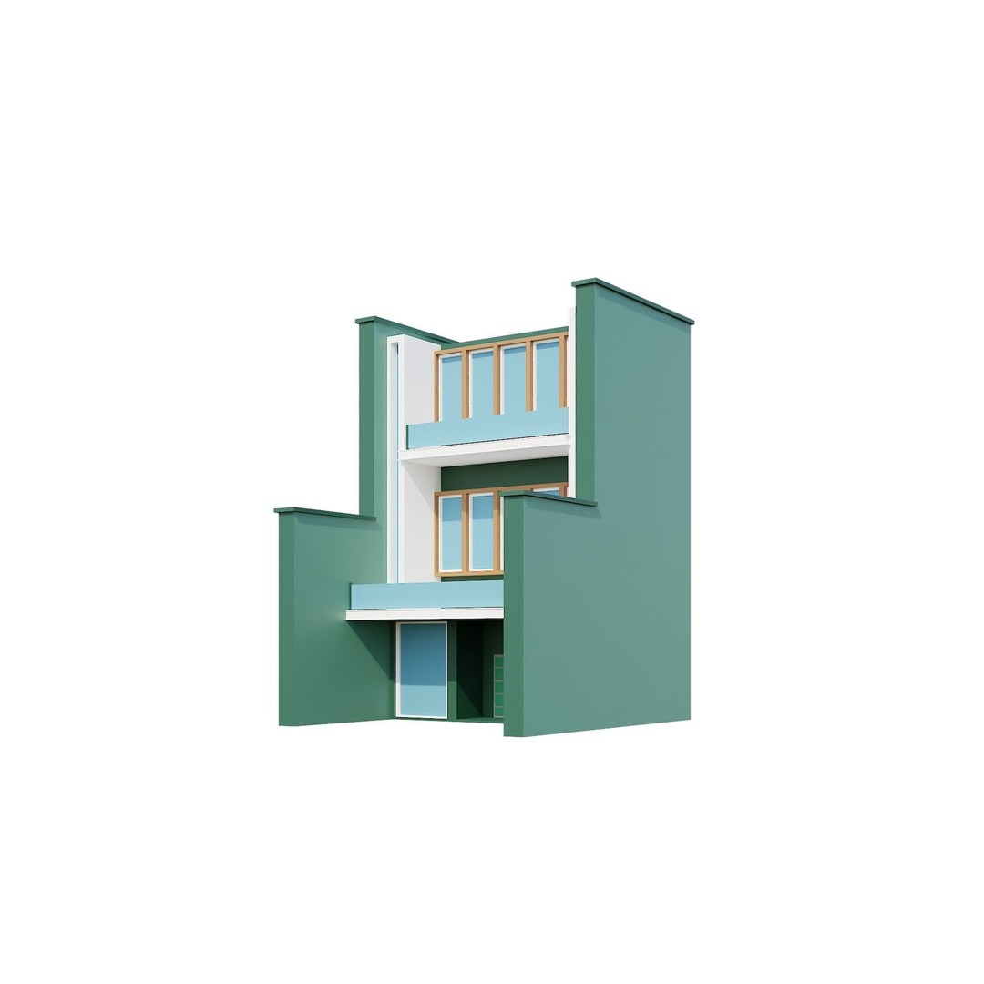 Modern House 3D Model – Low Poly Building Pack, Game Ready FBX - View 51
