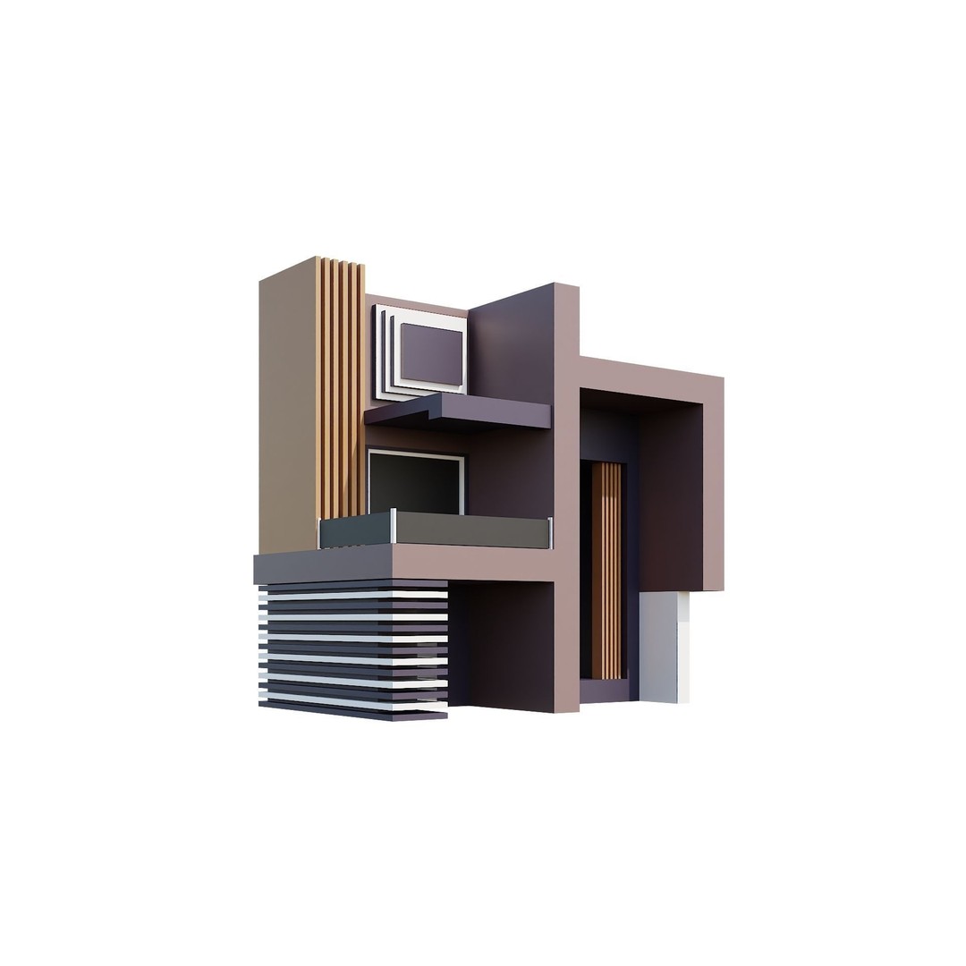 Modern House 3D Model – Low Poly Building Pack, Game Ready FBX - View 52