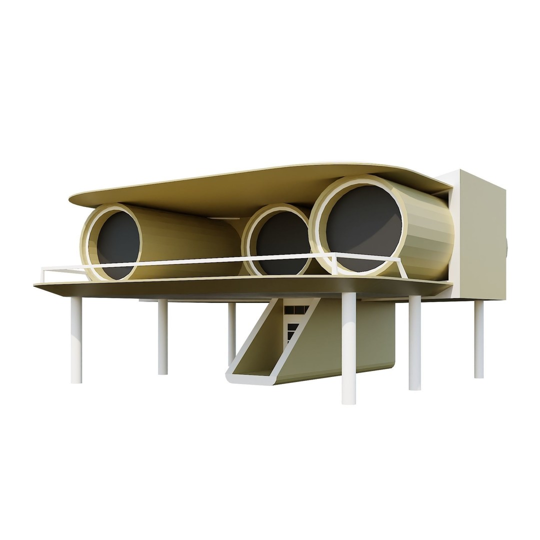 Modern House 3D Model – Low Poly Building Pack, Game Ready FBX - View 61