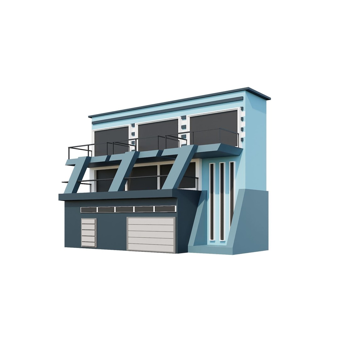Modern House 3D Model – Low Poly Building Pack, Game Ready FBX - View 62