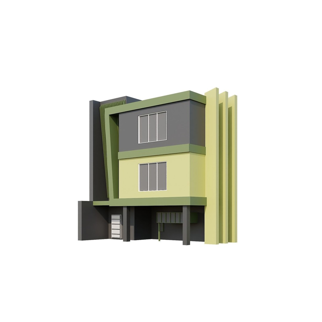 Modern House 3D Model – Low Poly Building Pack, Game Ready FBX - View 68