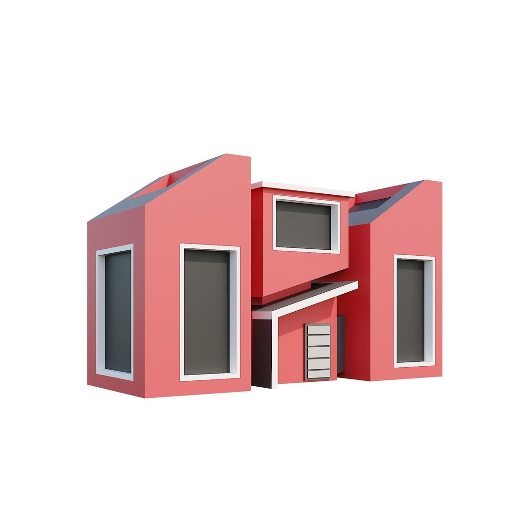 Modern House 3D Model – Low Poly Building Pack, Game Ready FBX - View 71