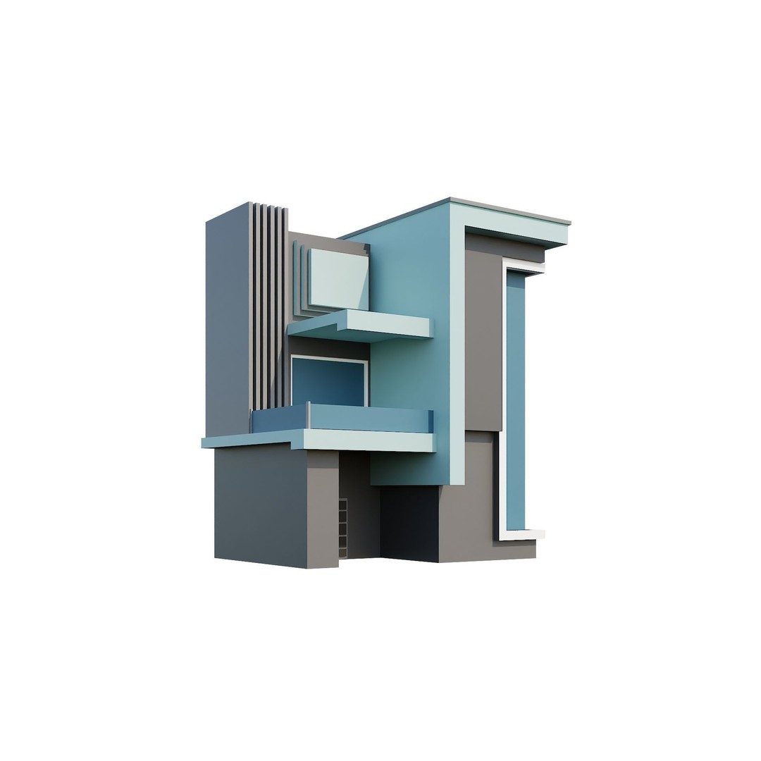 Modern House 3D Model – Low Poly Building Pack, Game Ready FBX - View 73