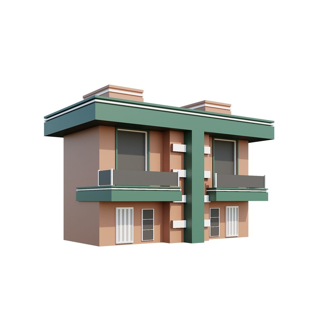 Modern House 3D Model – Low Poly Building Pack, Game Ready FBX - View 75
