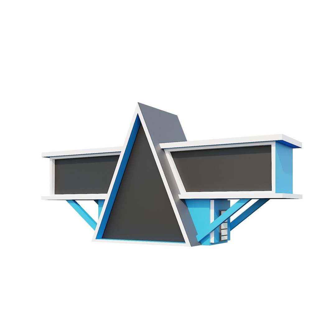 Modern House 3D Model – Low Poly Building Pack, Game Ready FBX - View 76