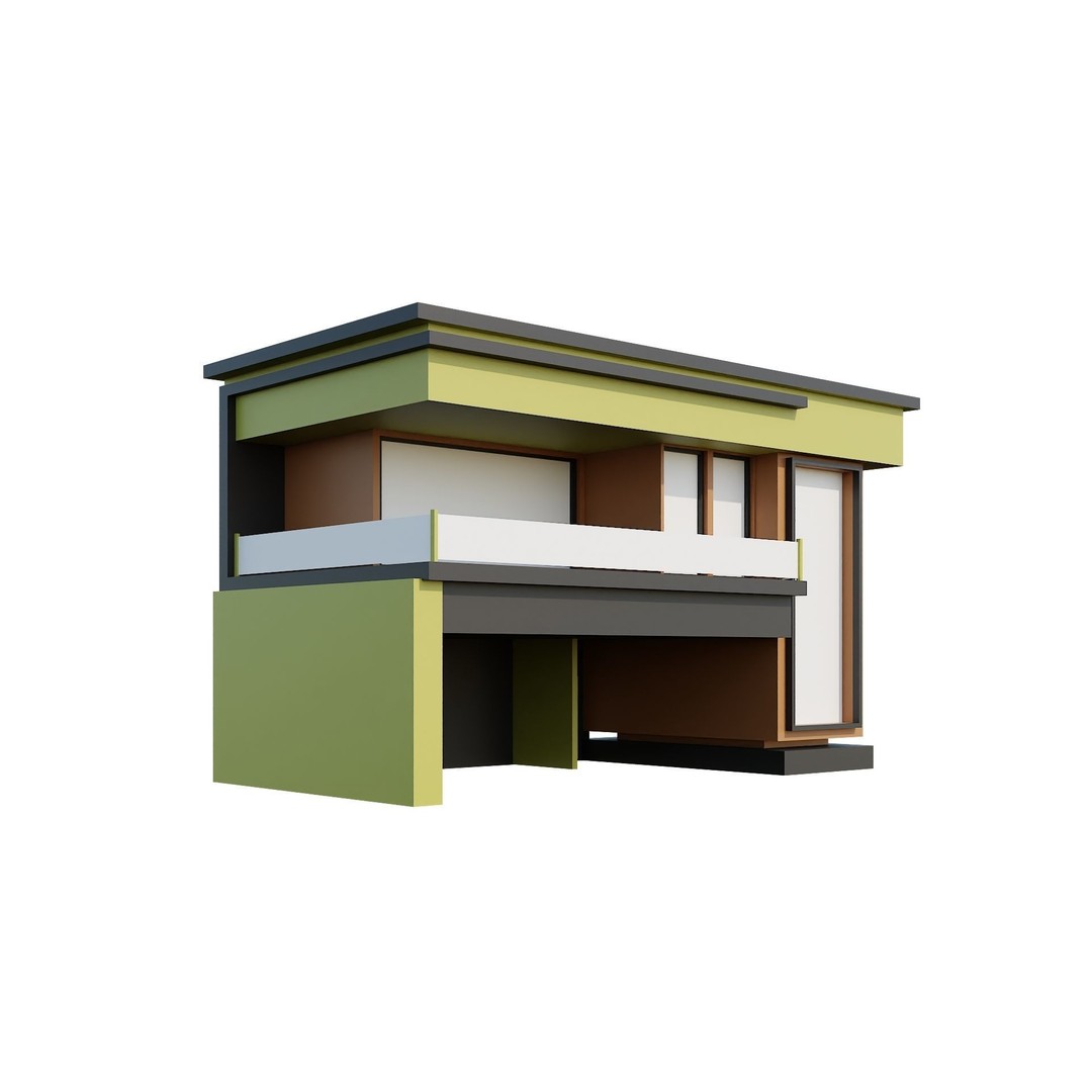 Modern House 3D Model – Low Poly Building Pack, Game Ready FBX - View 78
