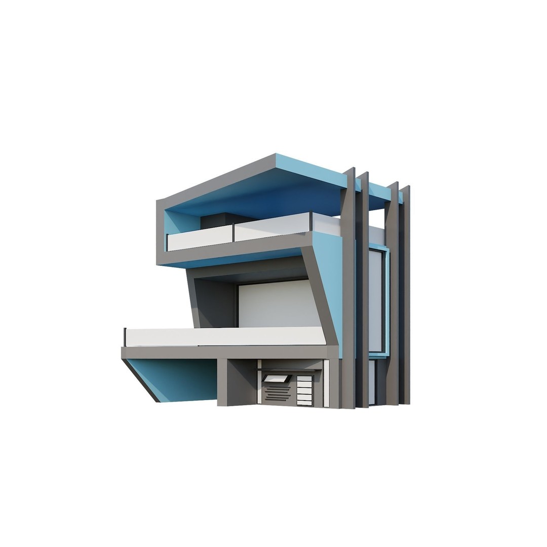 Modern House 3D Model – Low Poly Building Pack, Game Ready FBX - View 79