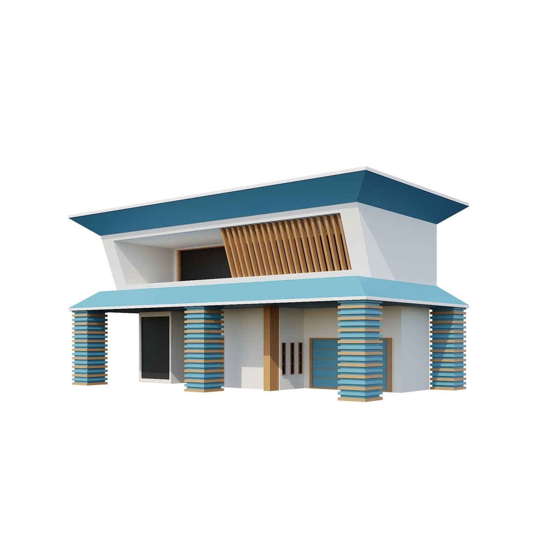 Modern House 3D Model – Low Poly Building Pack, Game Ready FBX - View 81