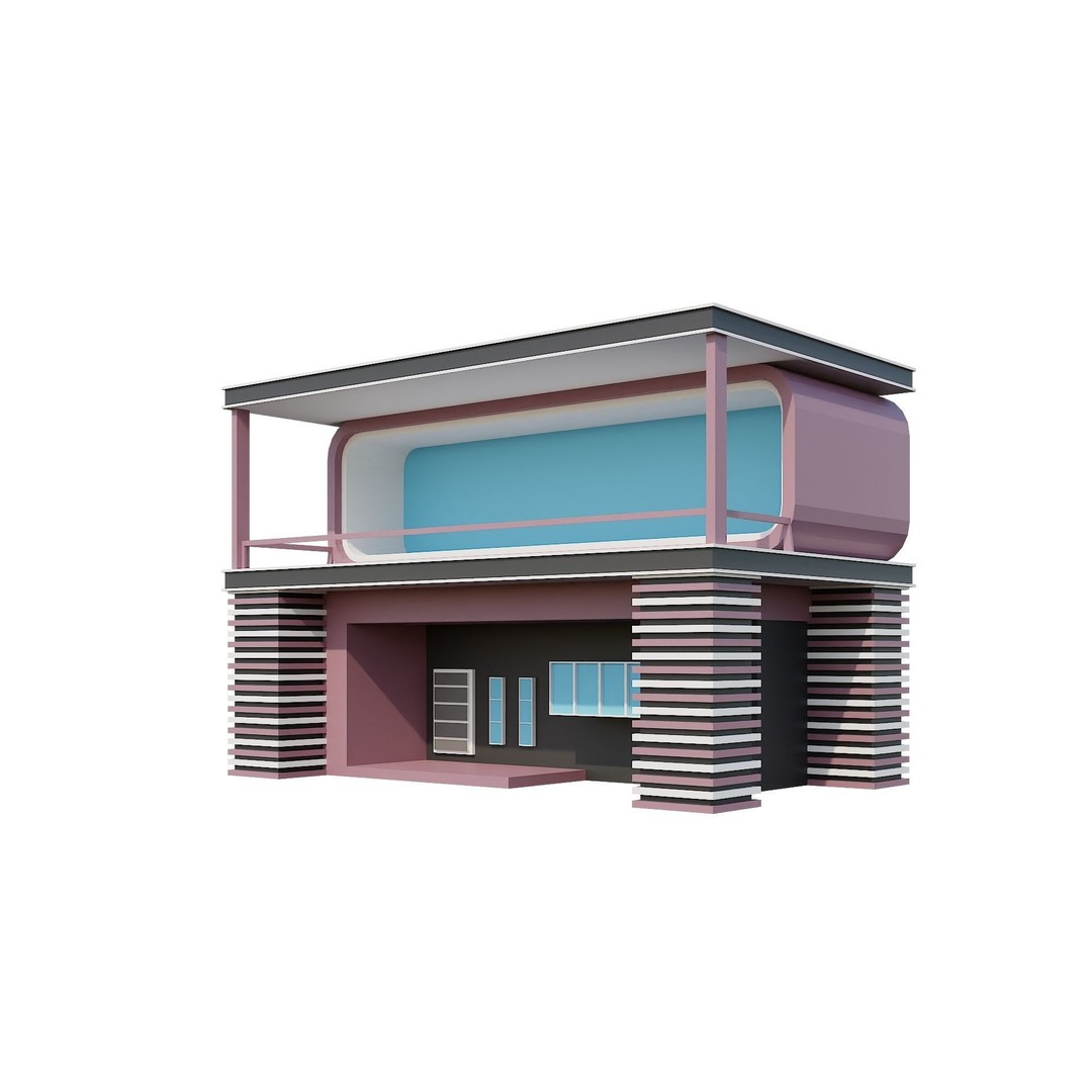 Modern House 3D Model – Low Poly Building Pack, Game Ready FBX - View 82