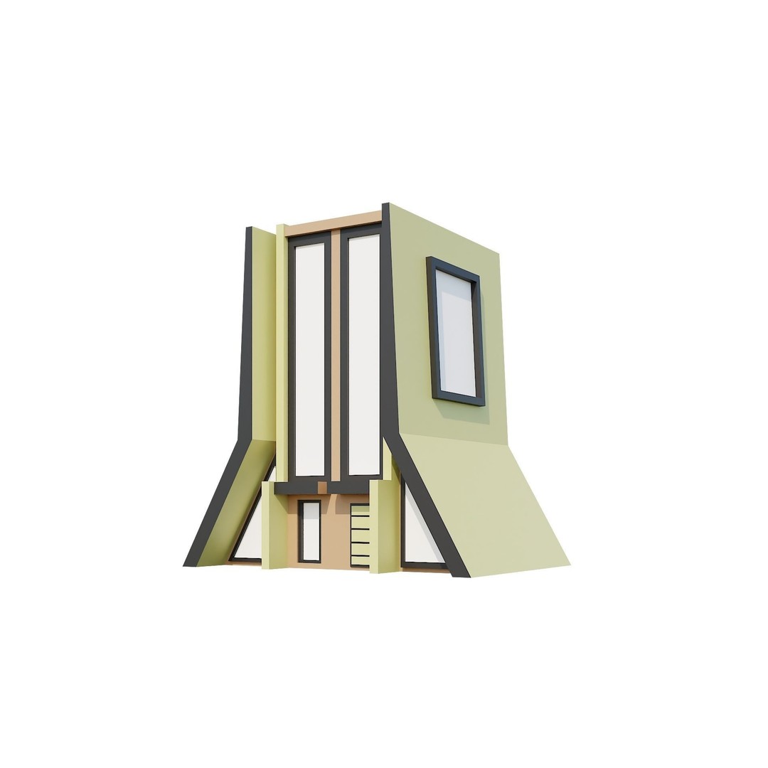 Modern House 3D Model – Low Poly Building Pack, Game Ready FBX - View 85