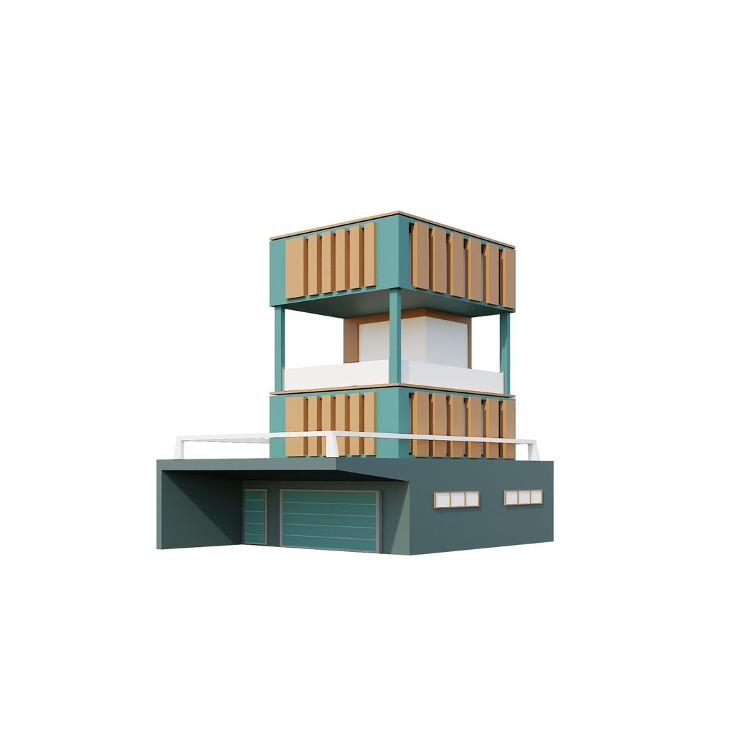 Modern House 3D Model – Low Poly Building Pack, Game Ready FBX - View 86