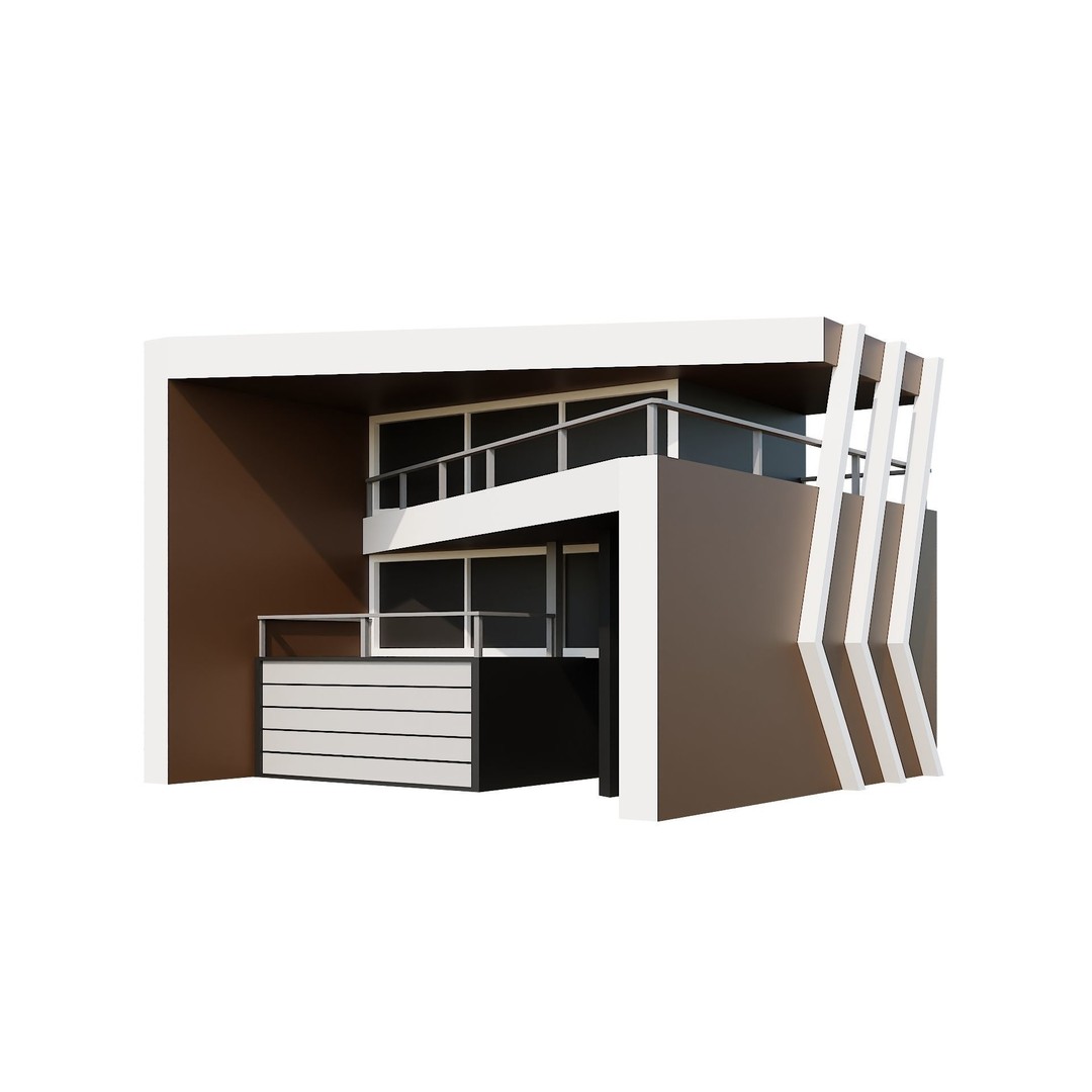 Modern House 3D Model – Low Poly Building Pack, Game Ready FBX - View 88