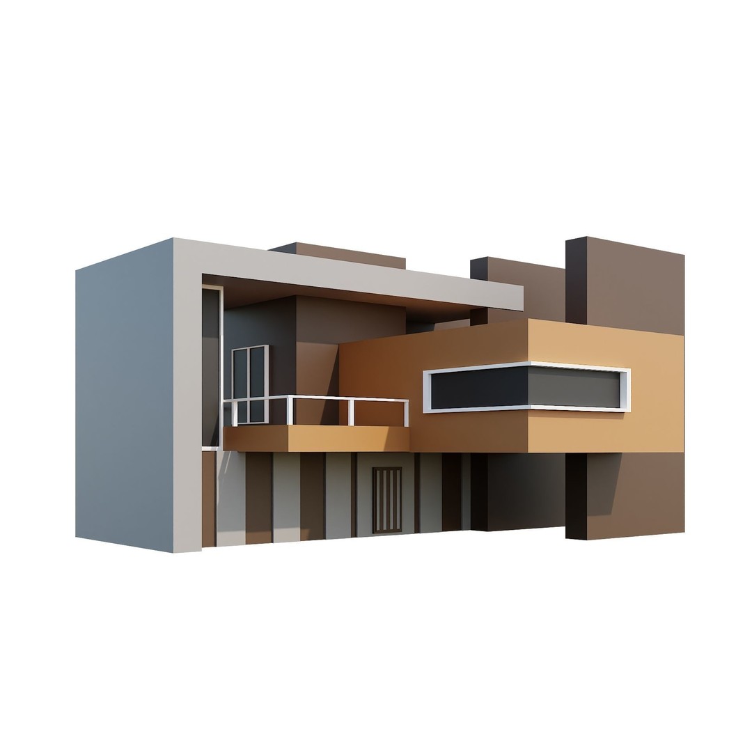 Modern House 3D Model – Low Poly Building Pack, Game Ready FBX - View 89