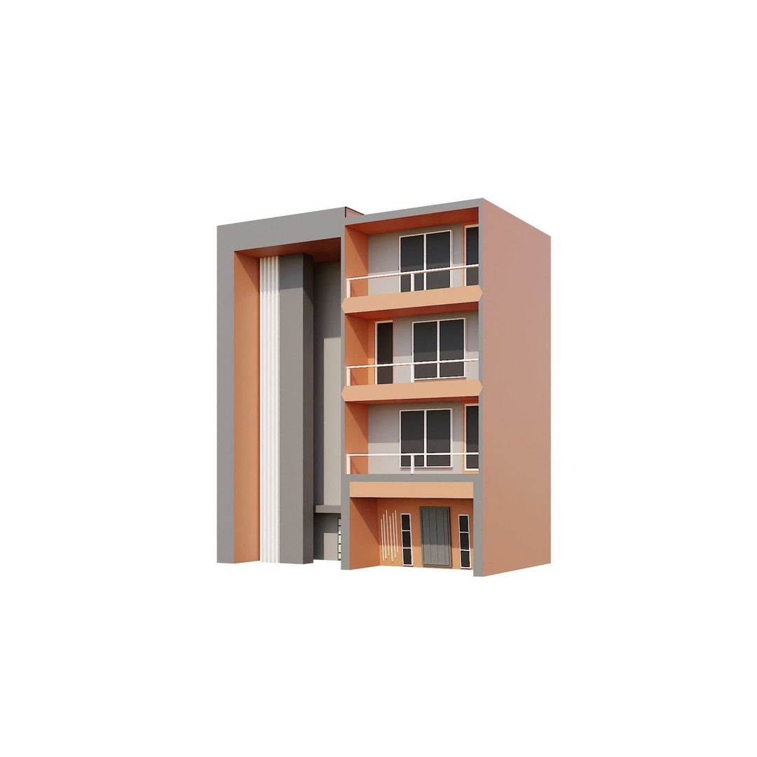 Modern House 3D Model – Low Poly Building Pack, Game Ready FBX - View 91