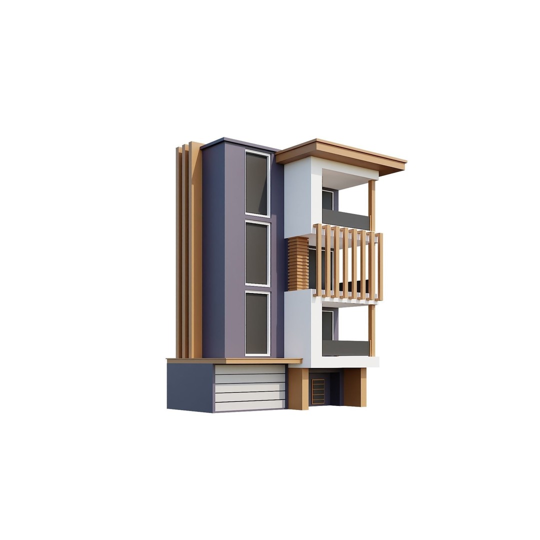 Modern House 3D Model – Low Poly Building Pack, Game Ready FBX - View 92