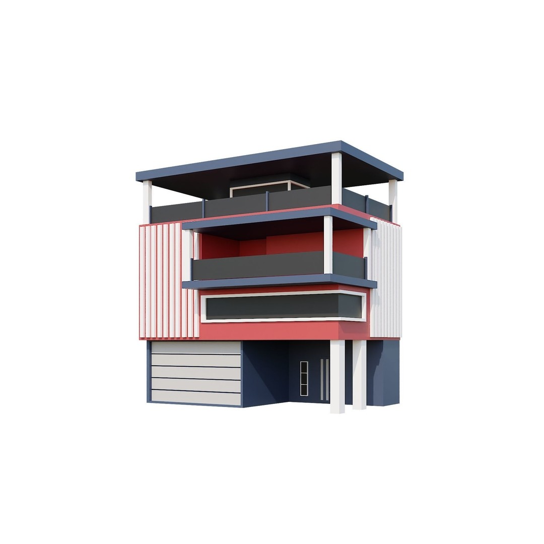 Modern House 3D Model – Low Poly Building Pack, Game Ready FBX - View 94