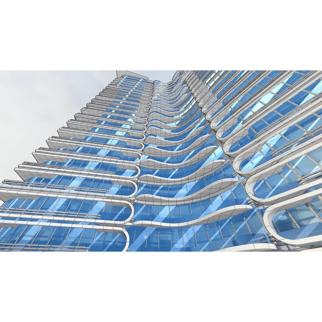 Residential Tower 3D Model – 26-Story Skyscraper, FBX & 3DS - View 15