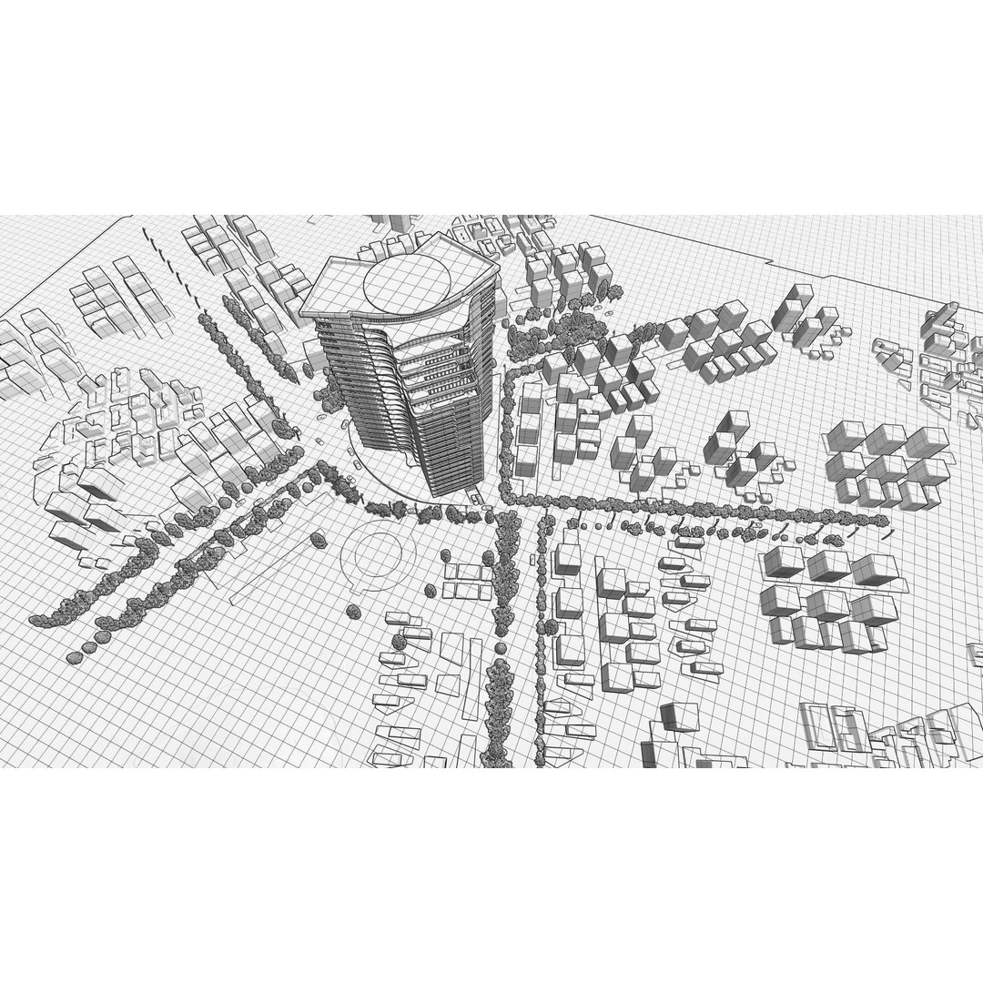 Residential Tower 3D Model – 26-Story Skyscraper, FBX & 3DS - View 18