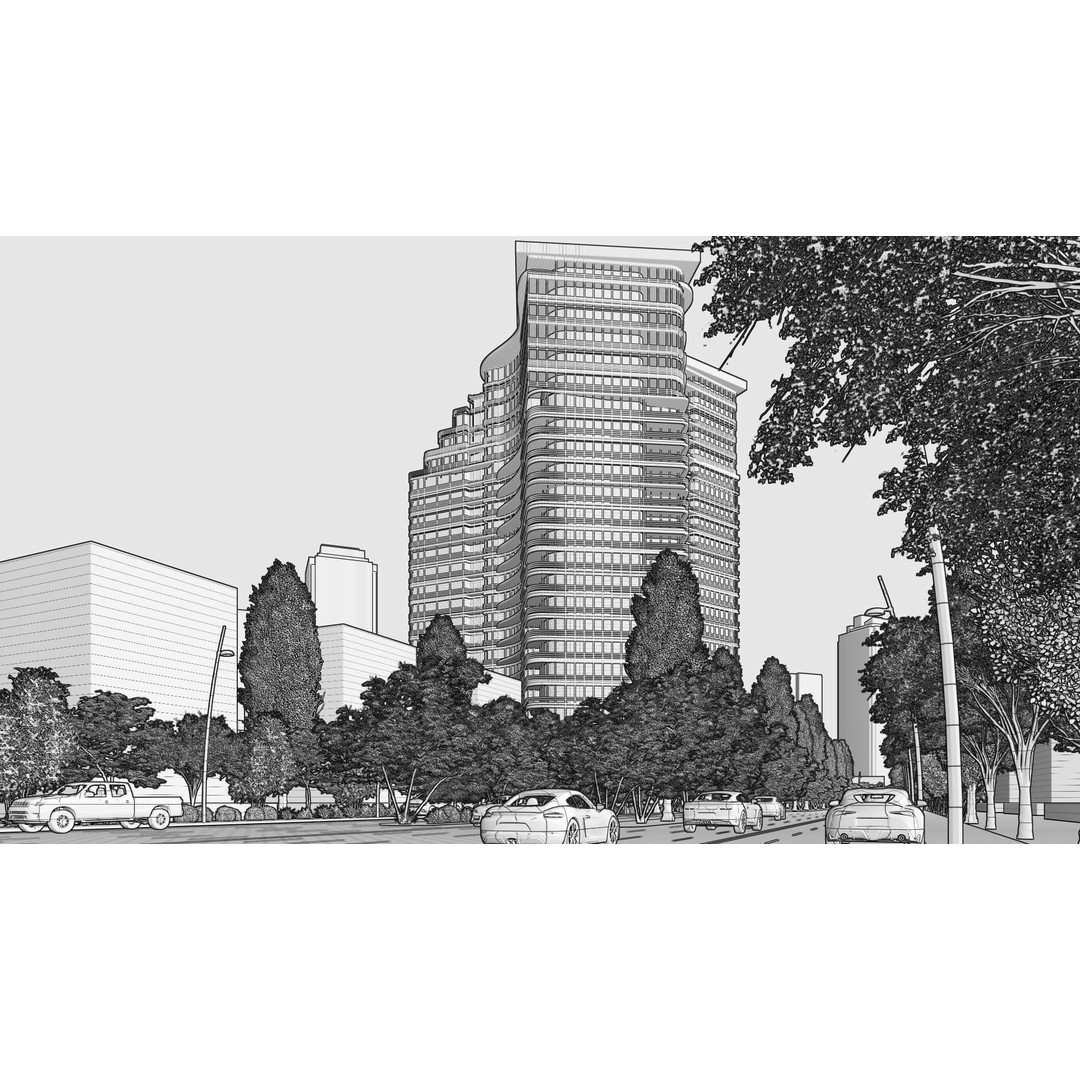 Residential Tower 3D Model – 26-Story Skyscraper, FBX & 3DS - View 20