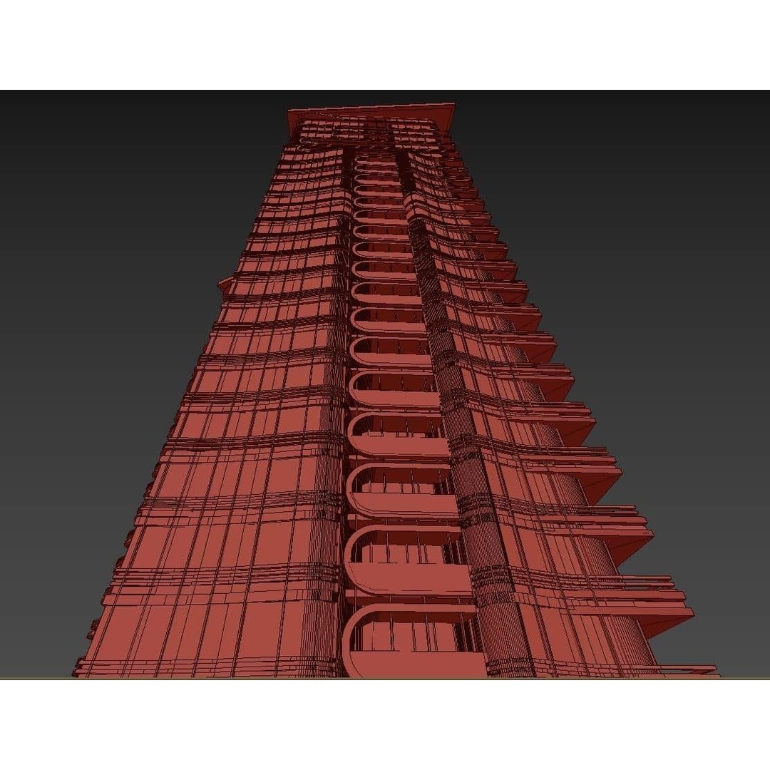 Residential Tower 3D Model – 26-Story Skyscraper, FBX & 3DS - View 23