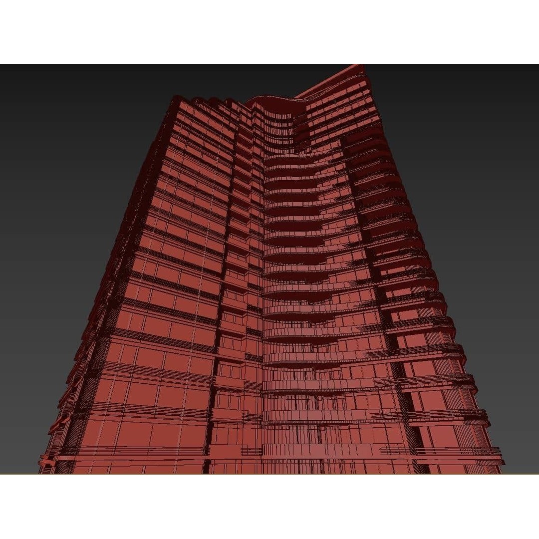 Residential Tower 3D Model – 26-Story Skyscraper, FBX & 3DS - View 24