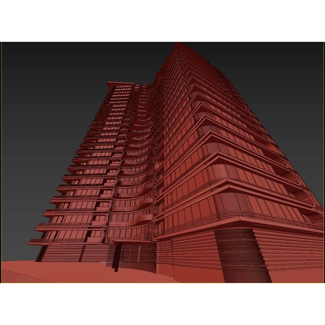 Residential Tower 3D Model – 26-Story Skyscraper, FBX & 3DS - View 25