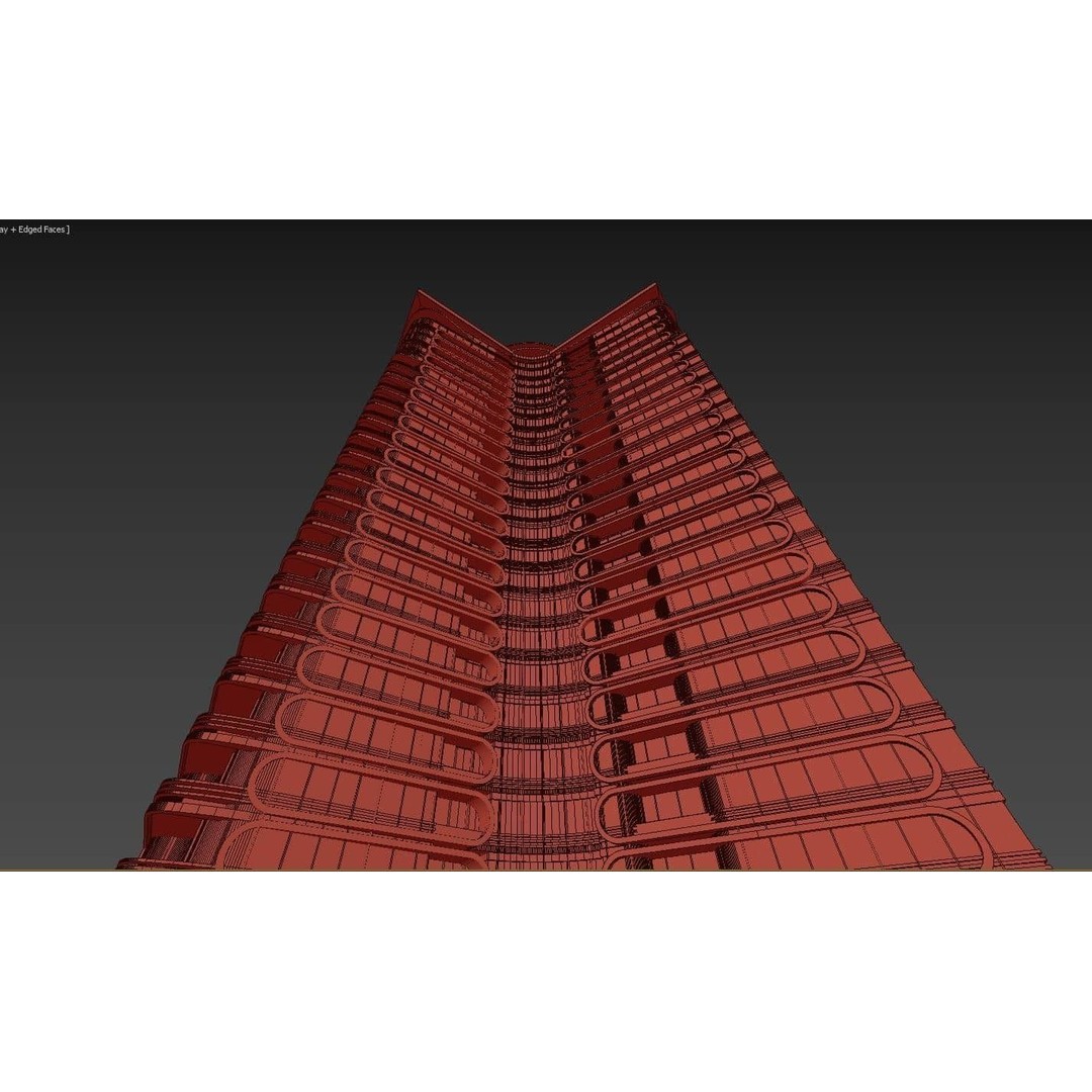Residential Tower 3D Model – 26-Story Skyscraper, FBX & 3DS - View 26
