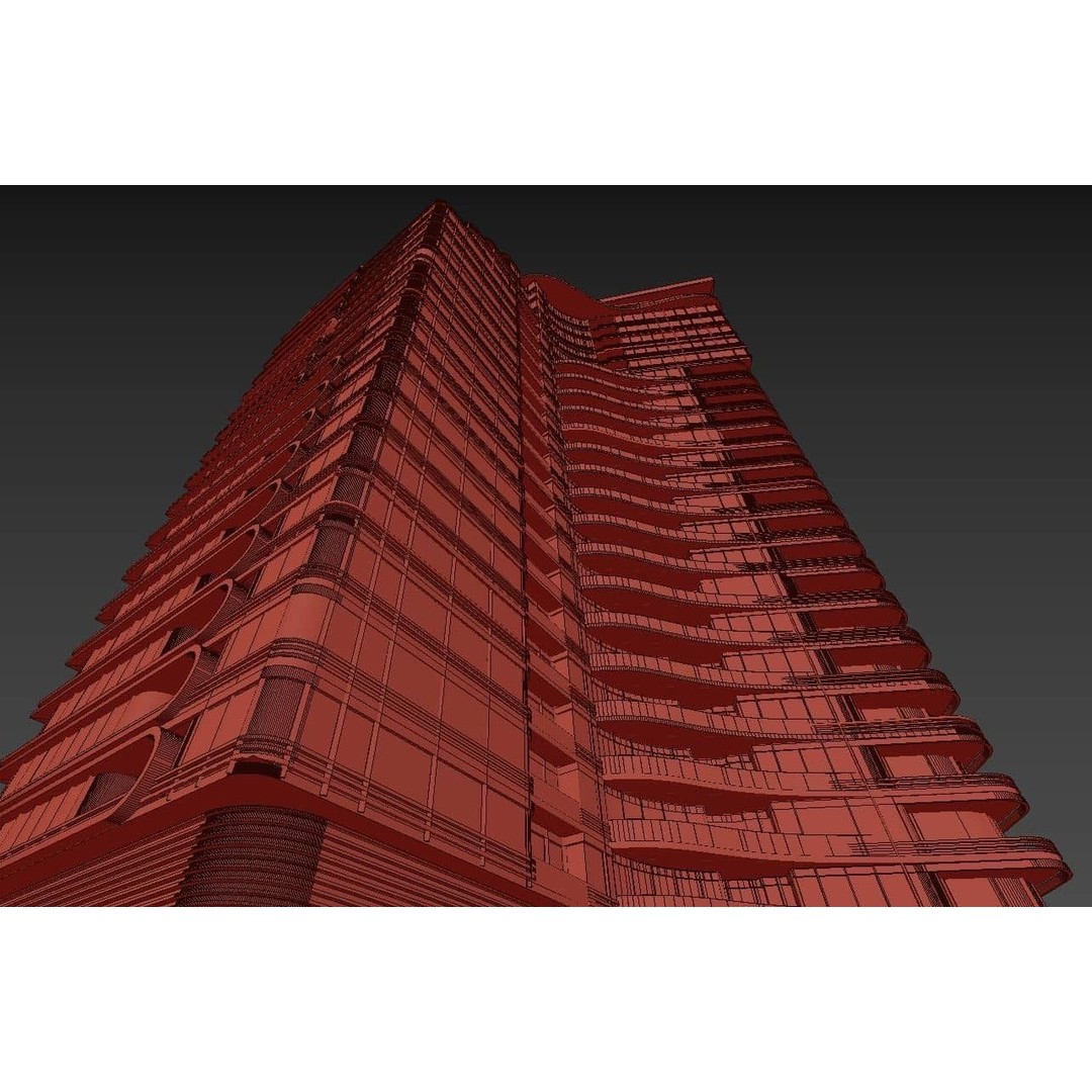 Residential Tower 3D Model – 26-Story Skyscraper, FBX & 3DS - View 27