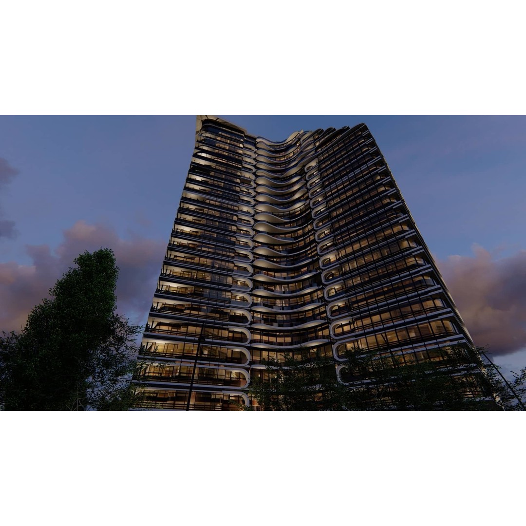 Residential Tower 3D Model – 26-Story Skyscraper, FBX & 3DS - View 4