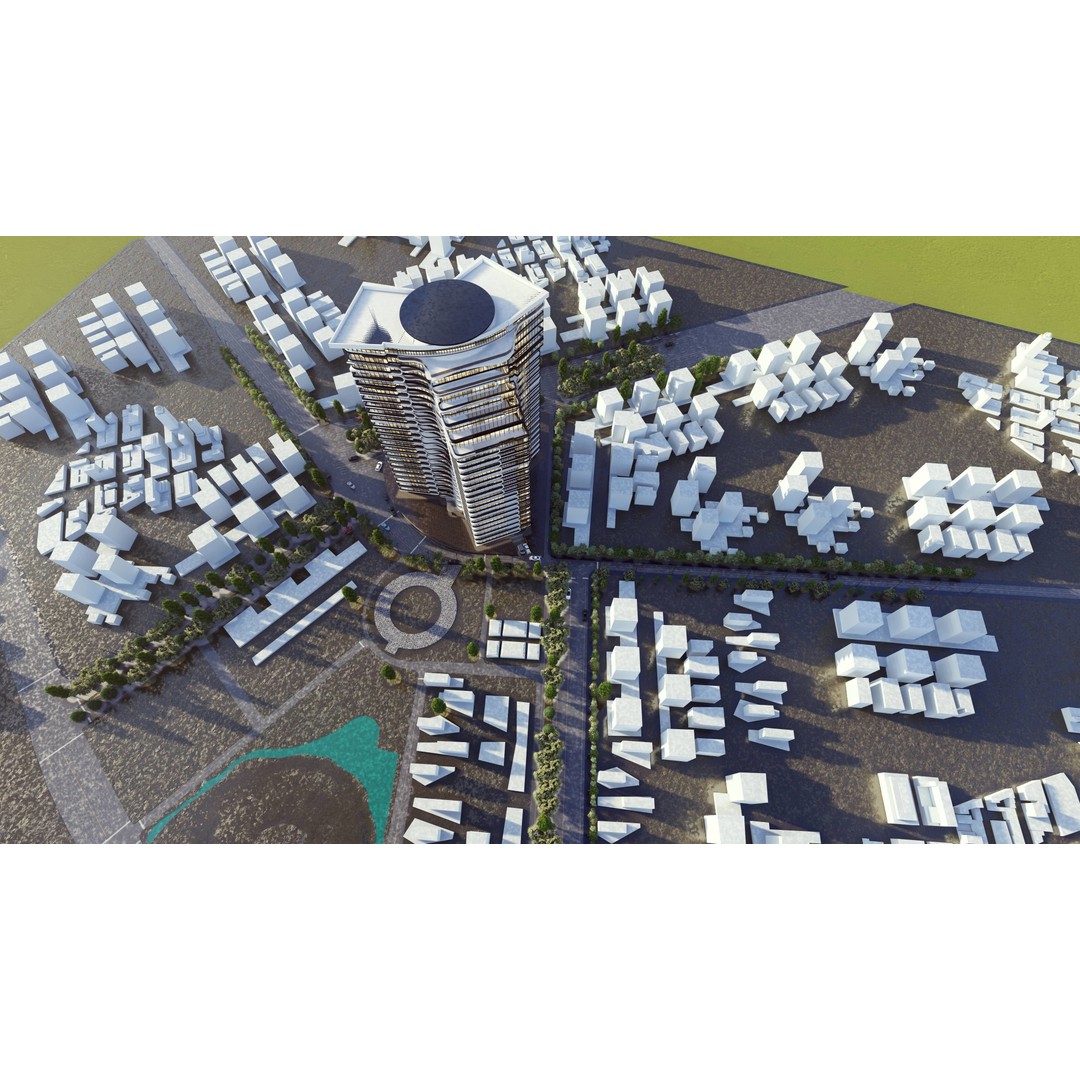 Residential Tower 3D Model – 26-Story Skyscraper, FBX & 3DS - View 6