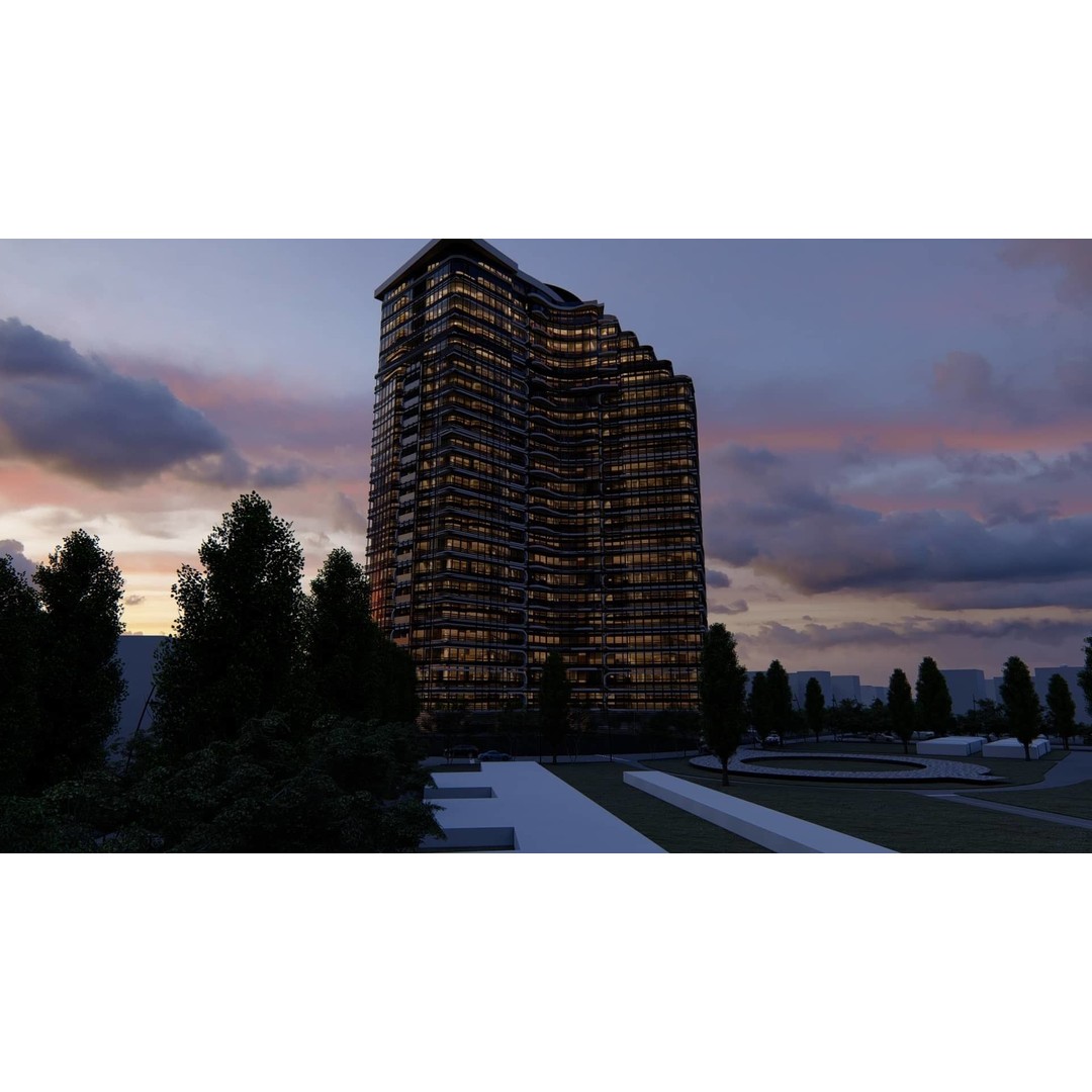 Residential Tower 3D Model – 26-Story Skyscraper, FBX & 3DS - View 8