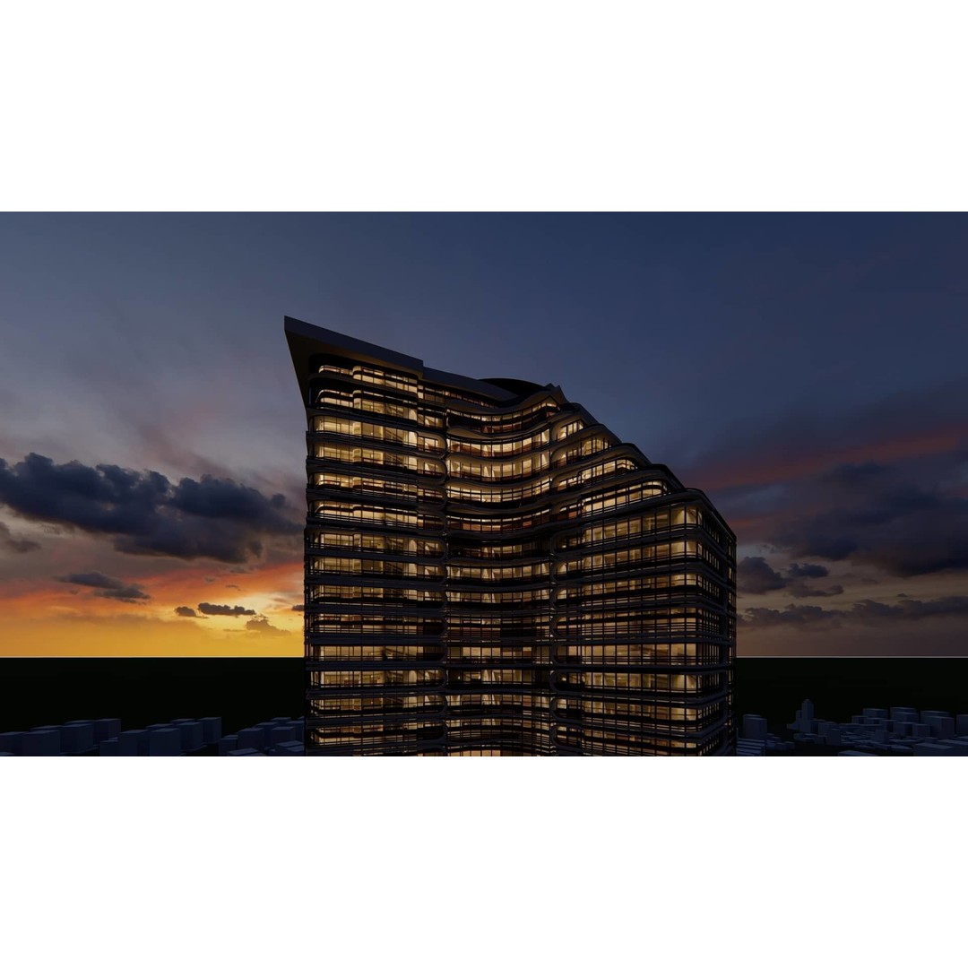 Residential Tower 3D Model – 26-Story Skyscraper, FBX & 3DS - View 9