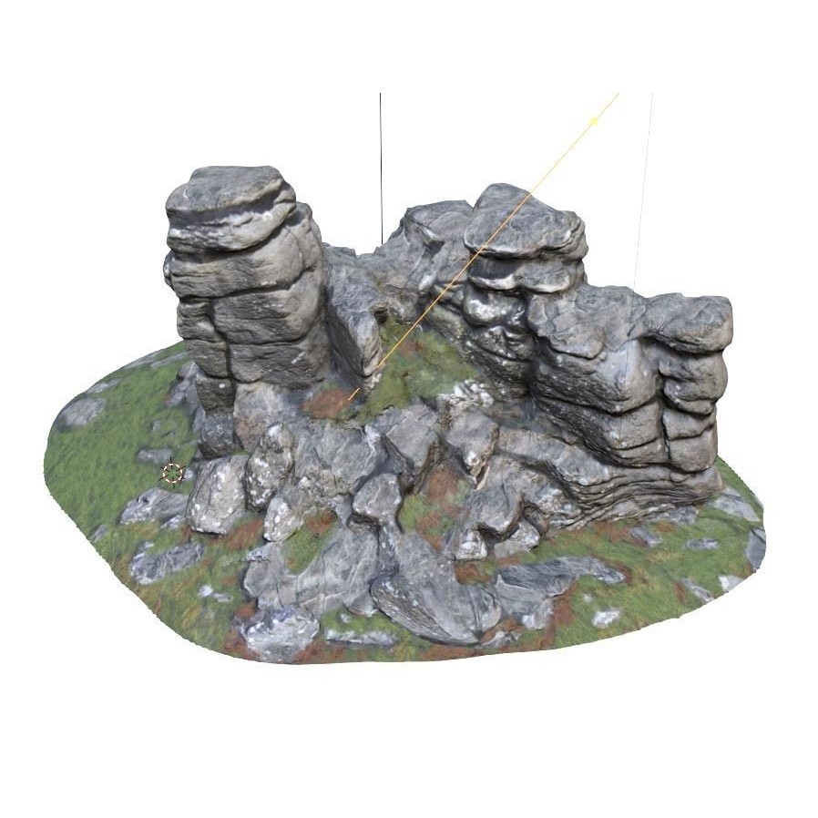 Dartmoor Stone Photo-Scan 3D Model – Low Poly Rock Formation, FBX - View 4