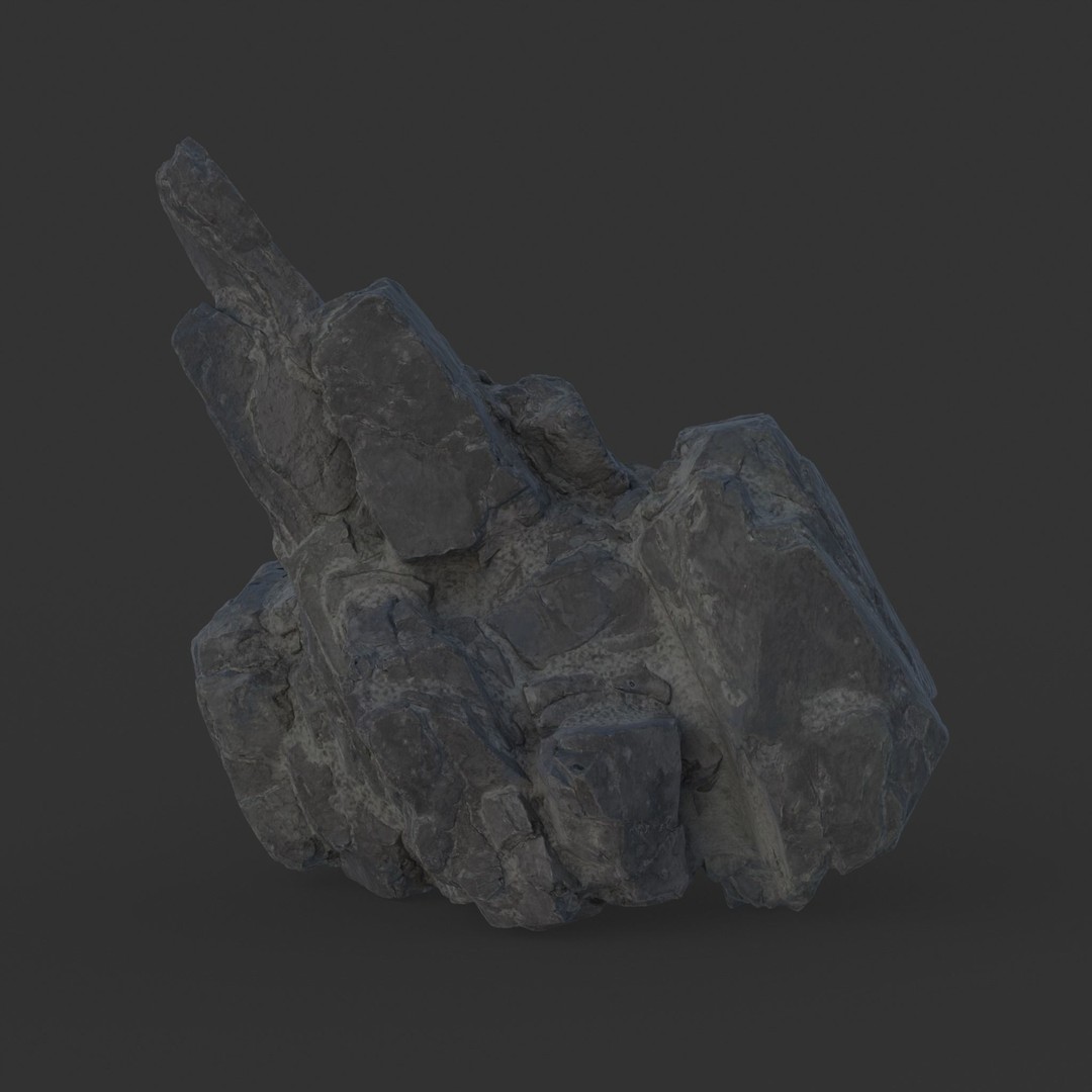 Black Spiky Modular Rock 3D Model – High Poly Game Asset, FBX - View 11
