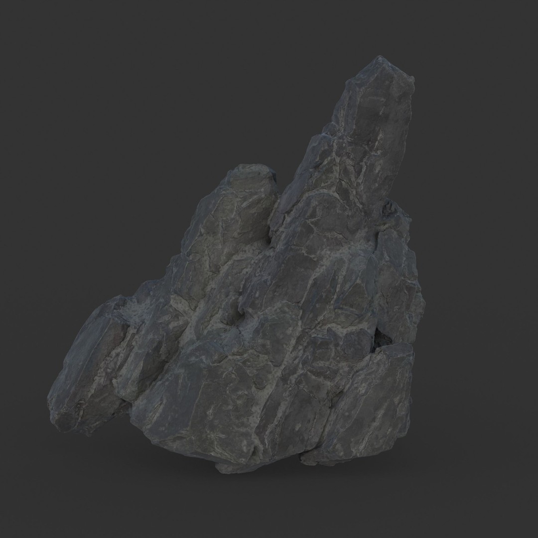 Black Spiky Modular Rock 3D Model – High Poly Game Asset, FBX - View 15