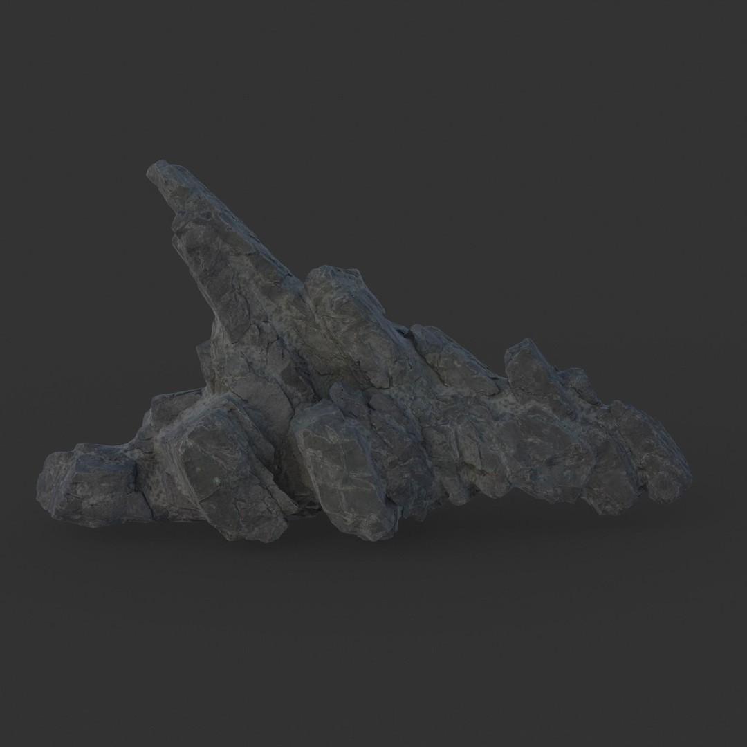 Black Spiky Modular Rock 3D Model – High Poly Game Asset, FBX - View 17
