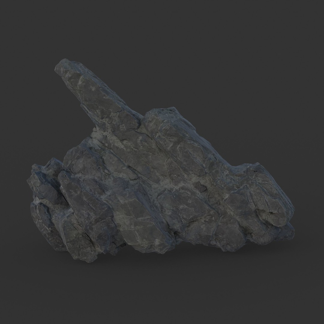 Black Spiky Modular Rock 3D Model – High Poly Game Asset, FBX - View 19
