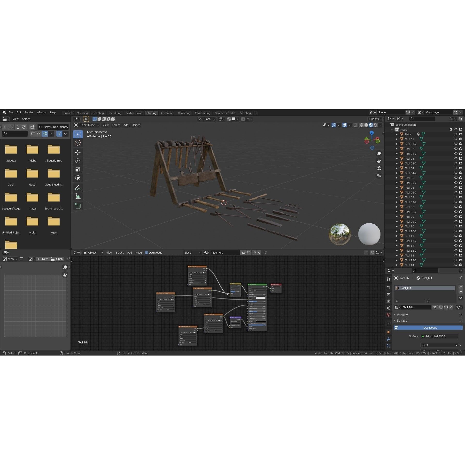 Blacksmith Tools Set - Low-Poly Game-Ready 3D Model