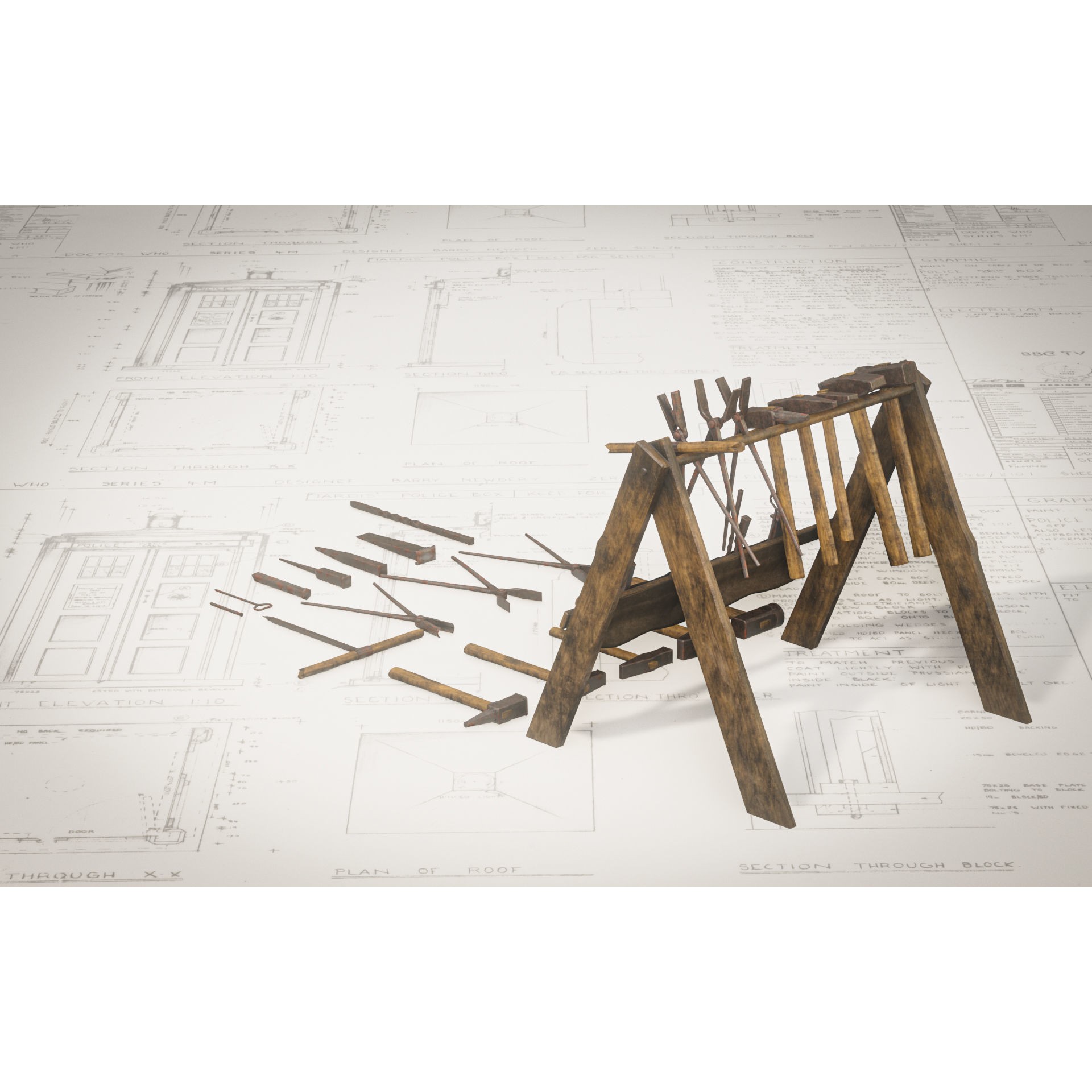 Blacksmith Tools Set - Low-Poly Game-Ready 3D Model - View 11