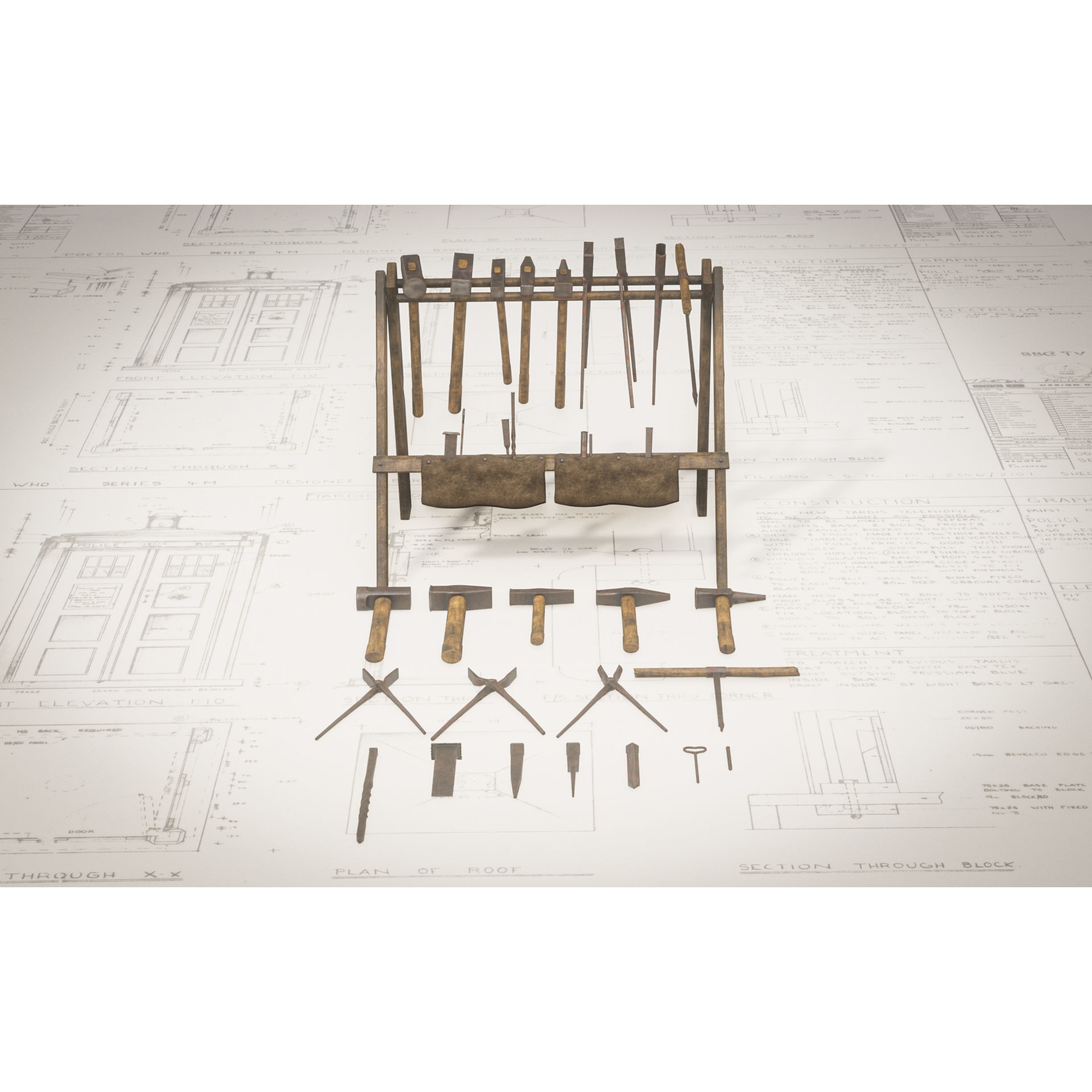 Blacksmith Tools Set - Low-Poly Game-Ready 3D Model - View 6