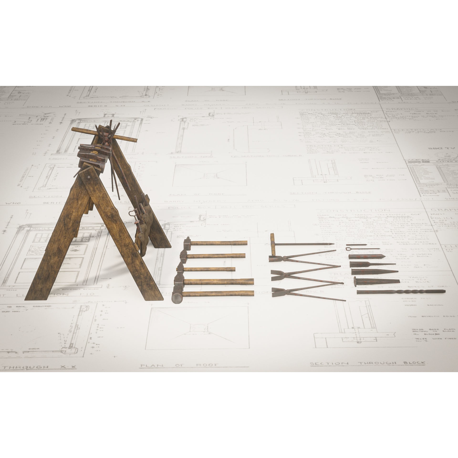 Blacksmith Tools Set - Low-Poly Game-Ready 3D Model - View 8