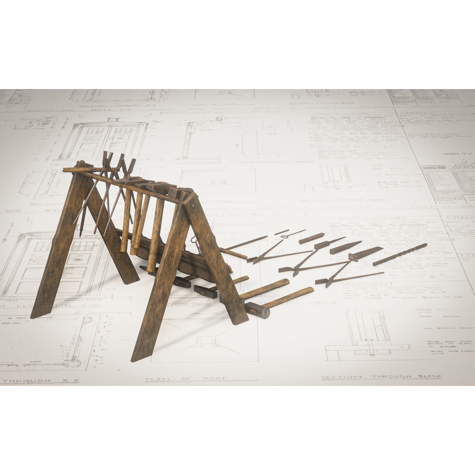 Blacksmith Tools Set - Low-Poly Game-Ready 3D Model - View 9