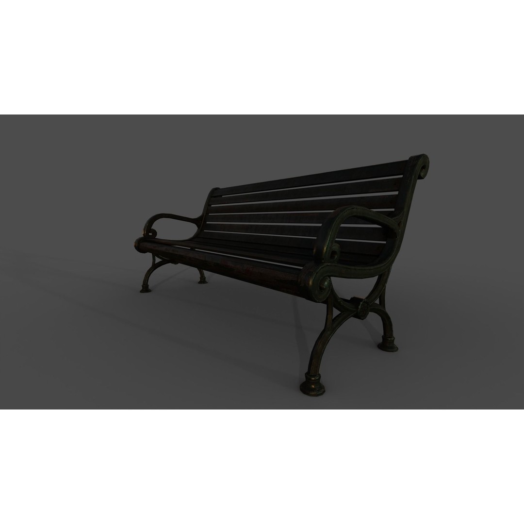 Victorian Street Bench 3D Model – Low Poly Game-Ready Asset, FBX & OBJ