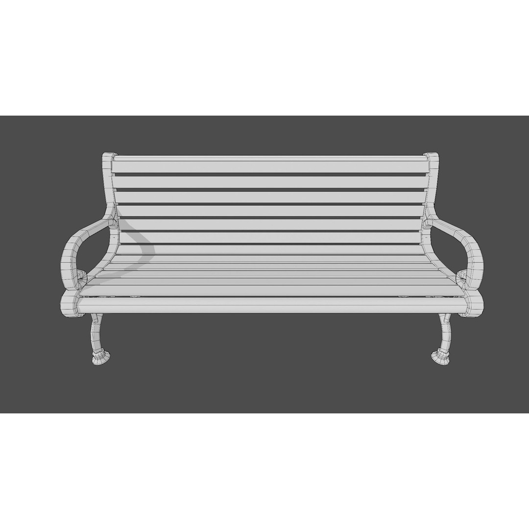 Victorian Street Bench 3D Model – Low Poly Game-Ready Asset, FBX & OBJ - View 10