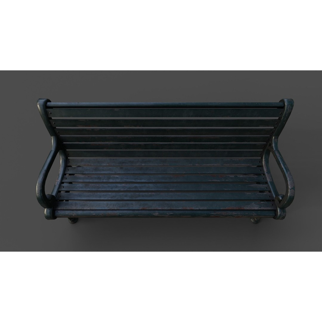 Victorian Street Bench 3D Model – Low Poly Game-Ready Asset, FBX & OBJ - View 11