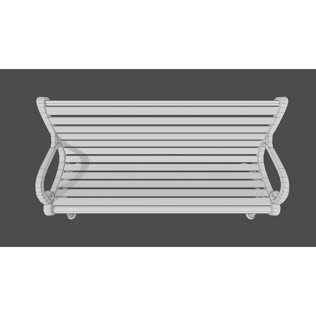 Victorian Street Bench 3D Model – Low Poly Game-Ready Asset, FBX & OBJ - View 12