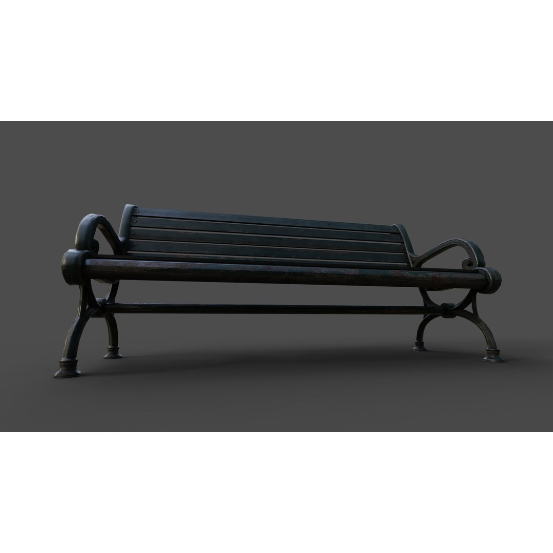 Victorian Street Bench 3D Model – Low Poly Game-Ready Asset, FBX & OBJ - View 13